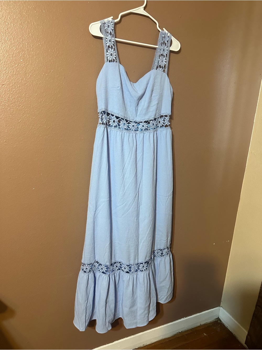 SHEIN Light Blue Crochet-Trim Sundress